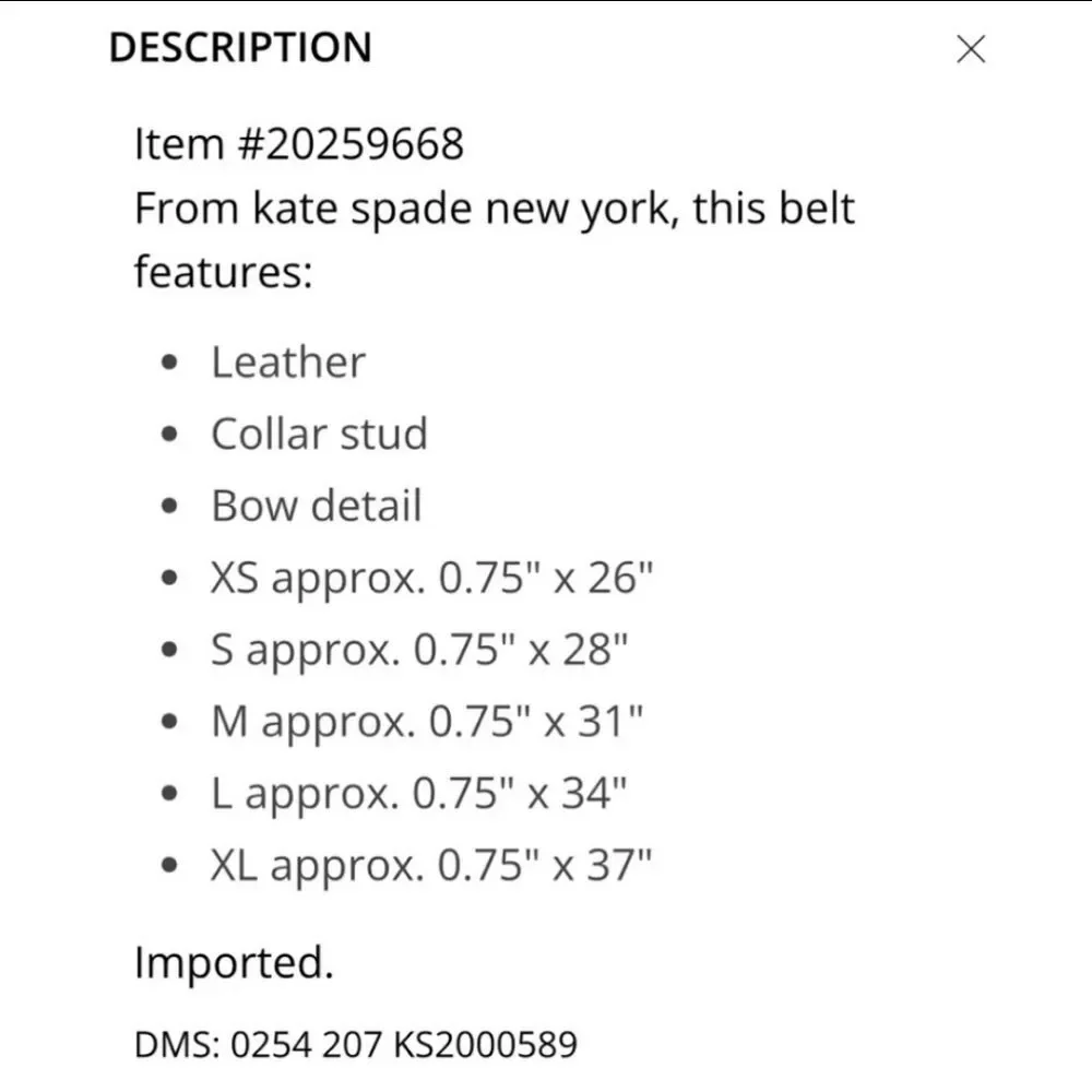 Kate Spade New York Boxed Leather‎ Box Belt- Black